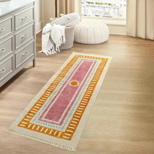 Miniatura 12 de Lukinbox Alfombra bohemia para sala de estar, 3 x 5 pies, lavable a máquina, alfombra de dormitorio, súper suave, antideslizante, color naranja