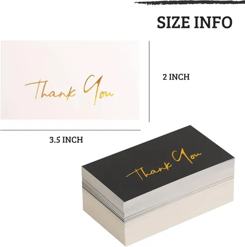 Miniatura 2 de Winoo Design Mini Tarjetas de Agradecimiento Doradas para Pequeñas Empresas – Paquete de 100 – Tarjeta Plana Sin Plegar, 2 x 3.5 Pulgadas, Gracias