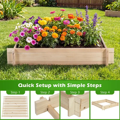 Miniatura 5 de Giantex Cama de jardín elevada de madera, 40 x 40 pulgadas, maceta cuadrada de madera de abeto con base abierta para verduras, flores, hierbas