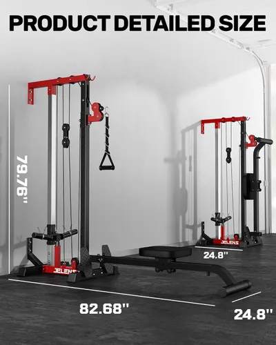 Miniatura 7 de JELENS RC01 - Máquina plegable LAT desplegable con asiento ajustable, estación de cable de montaje en pared con 16 posiciones ajustables, máquina