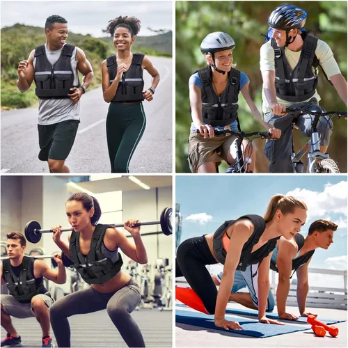 Miniatura 7 de Sportneer Chaleco con Peso Ajustable Pesos: 2-18 lbs/2-40 lbs Chaleco de Peso Lavable para Caminar 16 en 1 Chaleco de Ajuste Rápido para Rucking
