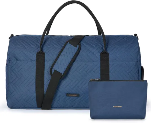 BAGSMART - Bolsa de viaje grande de 40 litros, bolsa de mano para hombres y mujeres, con compartimento para zapatos, color negro, Azul Marino-50L