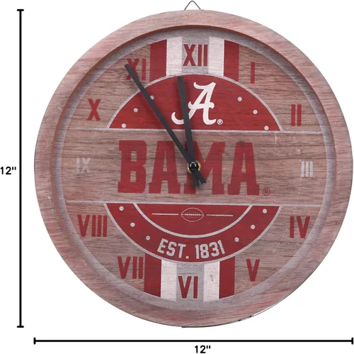 Miniatura 2 de FOCO NCAA Reloj de pared de barril de madera