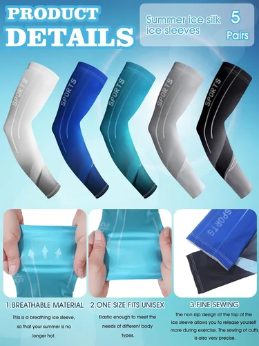 Miniatura 21 de 10 pares de mangas de protección solar UV brazo mangas de enfriamiento antideslizante compresión deportes poliéster Ciclismo cubiertas