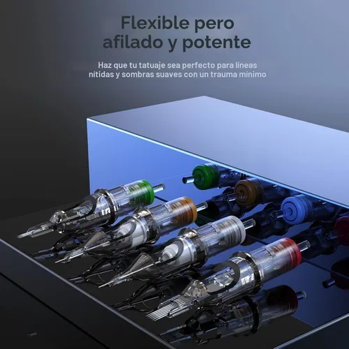Miniatura 3 de EZ 100 agujas de cartucho de tatuaje Revolution surtidas 3RL 5RL 7RL 5RS 7RS 7M1 9M1 11M1 9CM 15CM con 2 agarres de aluminio agujas de tatuaje