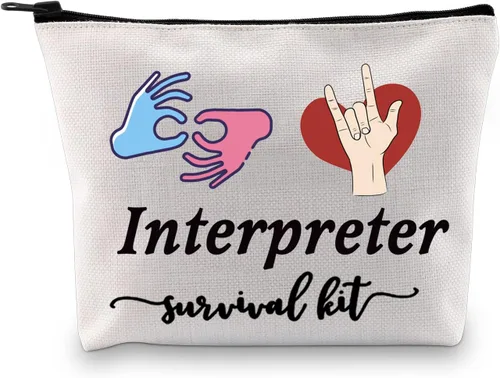 Miniatura 9 de GJTIM Bolsa con cremallera para intérprete, kit de supervivencia, bolsa de maquillaje para lenguaje de signos ASL