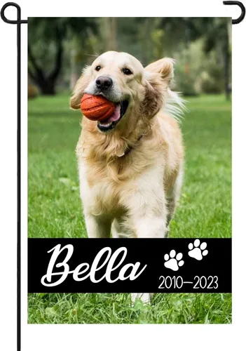 Miniatura 20 de Bandera conmemorativa personalizada para perros, banderas personalizadas con nombre de foto de mascota perdida, conmemoración para perros, Bandera