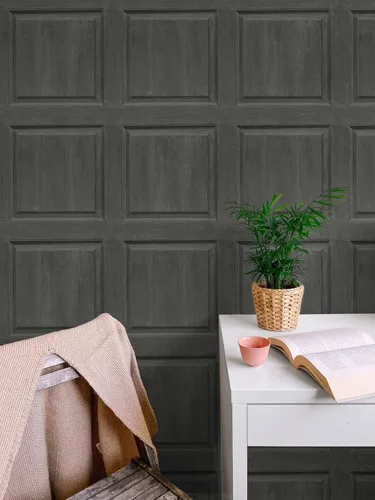 Miniatura 3 de NextWall Papel tapiz de imitación lavado para despegar y pegar (carbón)