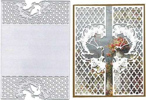 Miniatura 6 de Hying Troqueles de corte de marco de flores y hojas para hacer tarjetas, marco rectangular troquelado, cuadrícula hueca a cuadros, plantillas