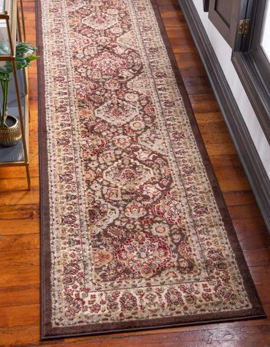 Miniatura 23 de Unique Loom - Colección Voyage - Alfombra redonda tradicional oriental, marrón, Polipropileno, Marrón/Rojo