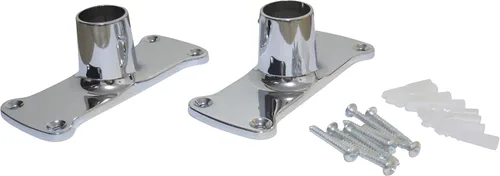 Miniatura 3 de Soporte rectangular de brida para cortina de ducha resistente, cromado pulido, juego de dos