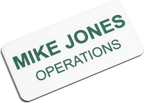 Miniatura 50 de Insignias de identificación con nombre grabadas personalizadas: identificación personalizada con pin o respaldo magnético, 1 pulgada x 3 pulgadas