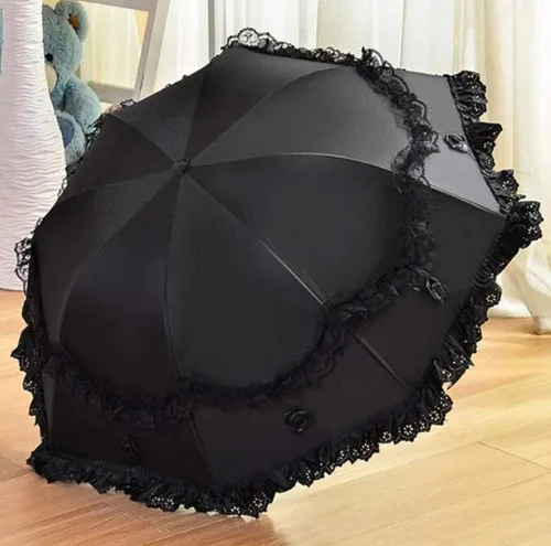 Miniatura 44 de Honeystore Paraguas plegable a prueba de rayos ultravioleta Princess Lace Parasol con cúpula anti-UV
