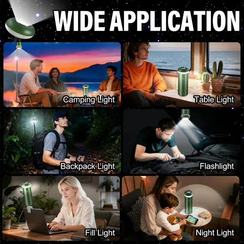 Miniatura 7 de Luces telescópicas para acampar, linterna magnética plegable, luz de campamento portátil regulable alimentada por USB, 2 modos de iluminación