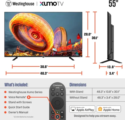 Miniatura 7 de Westinghouse - Televisor inteligente de 55 pulgadas, 4K UHD, Xumo TV con HDR10, control remoto por voz, Dolby Vision, Dolby Atmos, pantalla led