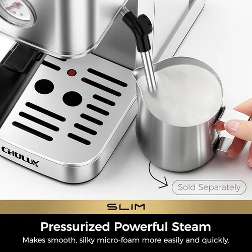 Miniatura 3 de CHULUX Máquina de Espresso Delgada con Espumador de Leche, Bomba Italiana Profesional de 20 Bares, Máquina de Café Espresso para el Hogar