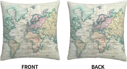 Miniatura 3 de Funda de almohada decorativa colorida con mapa del mundo para sofá, cama, hogar, 18 x 18 pulgadas