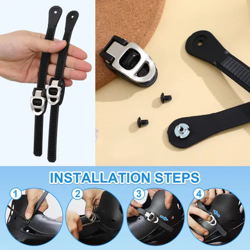Miniatura 4 de 2 correas de hebilla para patinaje de ruedas: 10 "de largo, cabeza de 0.9", hebillas de repuesto ajustables de alta resistencia de 0.6 pulgadas