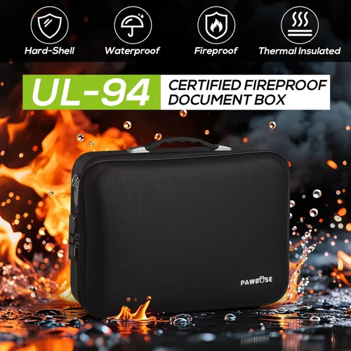 Miniatura 3 de PAWBOSE Caja de Seguridad para Documentos Ignífuga para el Hogar con Bloqueo de Combinación, Caja Rígida Ignífuga y Resistente al Agua de 16x12x5