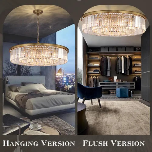 Miniatura 4 de Candelabro grande de cristal moderno de lujo, lámpara de techo colgante de oro antiguo para comedor, sala de estar, 12 luces, 3 niveles