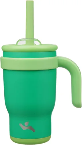 Miniatura 37 de Konokyo Vaso de 14 onzas con asa lateral, botella de agua aislada con popote y tapa 2 en 1, taza de acero inoxidable, taza de café de viaje
