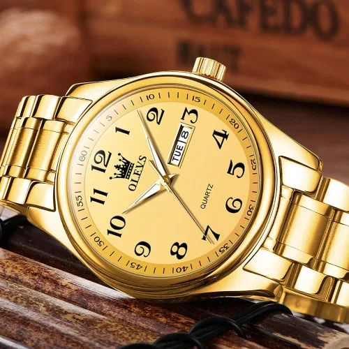 Miniatura 3 de OLEVS Reloj para hombre vestido de negocios diamante analógico cuarzo fecha lujo clásico acero inoxidable impermeable luminoso dos tonos reloj