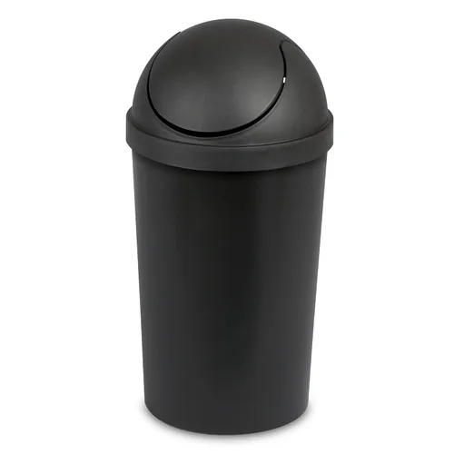 Miniatura 11 de Sterilite Paquete de 6 cestos de basura con tapa basculante, papelera redonda con tapa abatible de 3 galones, negro