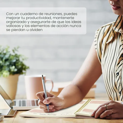 Miniatura 6 de Taja Cuaderno de reuniones para organización del trabajo, cuaderno planificador de trabajo con artículos de acción, agenda para tomar notas, 160