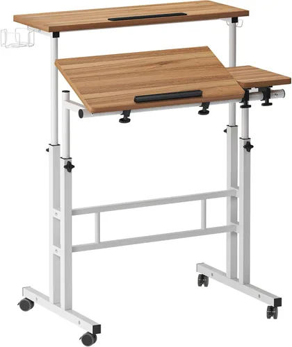 Miniatura 8 de DlandHome Escritorio de altura ajustable con soporte para tazas, escritorio portátil para laptop, 31.5 pulgadas, negro