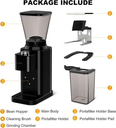 Miniatura 9 de Molinillo de Café Eléctrico con Rebaba Cónica para Espresso, Molinillo de Granos de Café para Uso Doméstico Mejorado con 48 Configuraciones