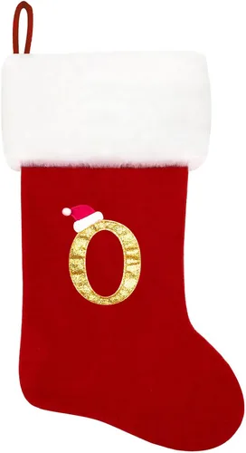 Miniatura 205 de Calcetines de Navidad bordados de 20 pulgadas con monograma, terciopelo negro con puño de felpa blanca supersuave, adornos clásicos para decoración