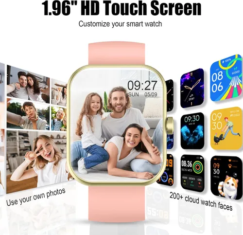 Miniatura 6 de Reloj inteligente para hombres y mujeres, versión 2026 (respuesta/hacer llamadas) 1.96 pulgadas, HD, reloj para correr, IP68 impermeable, podómetro