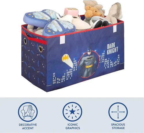 Miniatura 4 de Idea Nuova Batman - Baúl plegable de almacenamiento de juguetes para niños, duradero con tapa suave, 28.5 x 14.5 x 16 pulgadas