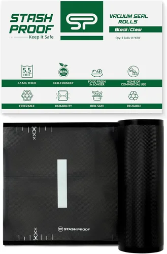 Miniatura 7 de Rollos de cierre al vacío de 11" x 50' 2 paquetes (100 pies en total) (Transparente y Negro) 5.5 Mil - Grado comercial, sin BPA, bolsas de cierre al