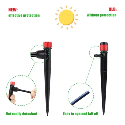 Miniatura 2 de Emisores de riego por goteo, emisores de goteo ajustables de 360 grados en 5" con estaca para tubos de riego por goteo de 1/4 de pulgada, goteros