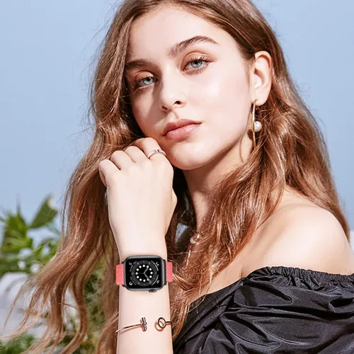 Miniatura 6 de Paquete de 5 correas ajustables compatibles con Apple Watch de 1.496 in 1.575 in 1.614 in 1.654 in 1.732 in 1.772 in 1.929 in, nailon trenzado Solo
