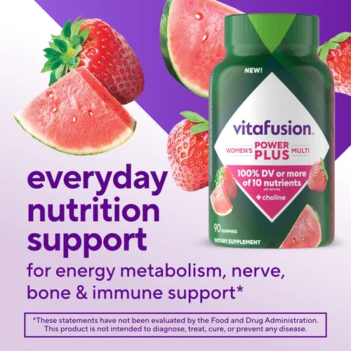 Miniatura 2 de Vitafusion Power Plus Gomitas Multivitamínicas para Mujeres, 100% del Valor Diario o Más de 10 Nutrientes, Ayuda a Apoyar los Nervios