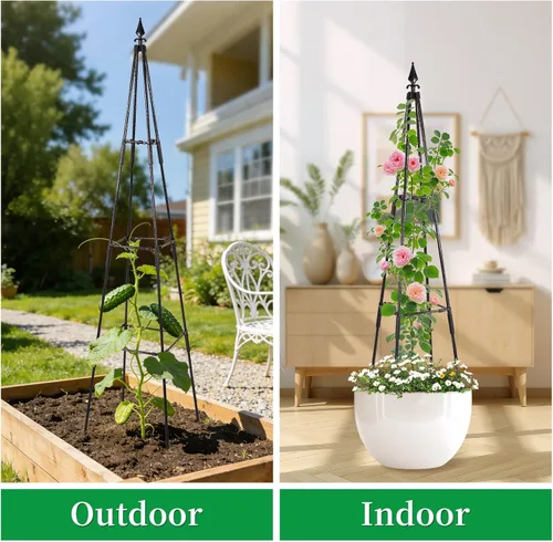 Miniatura 7 de FOLLOOK Enrejado de jardín para plantas trepadoras al aire libre, 67 pulgadas de alto, enrejado de pepino y tomate, soporte para plantas trepadoras