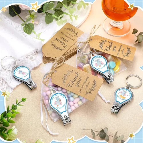 Miniatura 4 de Minatee Juego de 50 abridores de botellas para baby shower, regalos de agradecimiento para invitados de revelación de género (elefante)