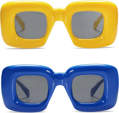 Miniatura 3 de VANLINKER Lindas gafas de sol cuadradas infladas para mujeres y hombres, gafas gruesas retro con marco grueso divertido máscara sombras VL9733