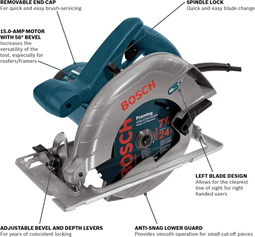 Miniatura 2 de BOSCH CS5 Sierra circular de 120 voltios y 7-1/4 pulgadas, Bosch Blue