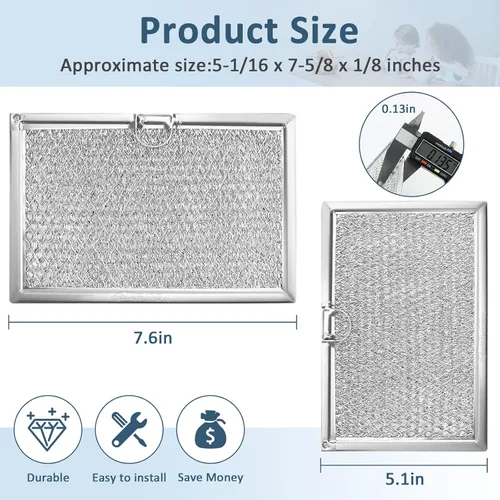 Miniatura 3 de WB06X10608 5304464105 - Filtro de grasa para microondas de 7-5/8 x 5 pulgadas, apto para microondas Frigi-daire G-E L-G Reemplazo de microondas