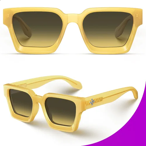 Miniatura 31 de VISOONE Moda 100% UV400 Protección Rectángulo TR90 Y2K Gafas de sol Accesorios para Mujeres Hombres RIVER, Carne de suelo/Gris Rosa