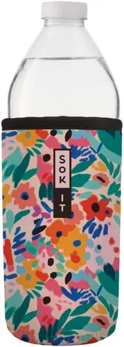 Miniatura 173 de Sok It BotlSok Funda para botella de agua con cubierta de neopreno aislante (Floral abstracto, se ajusta a CamelBak o Nalgene de 12 onzas)