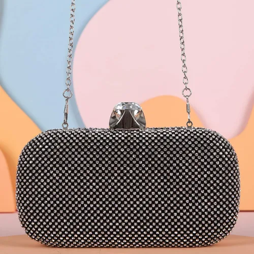 Miniatura 8 de Fawziya - Bolsas de embrague para mujer, diseño de diamante grande