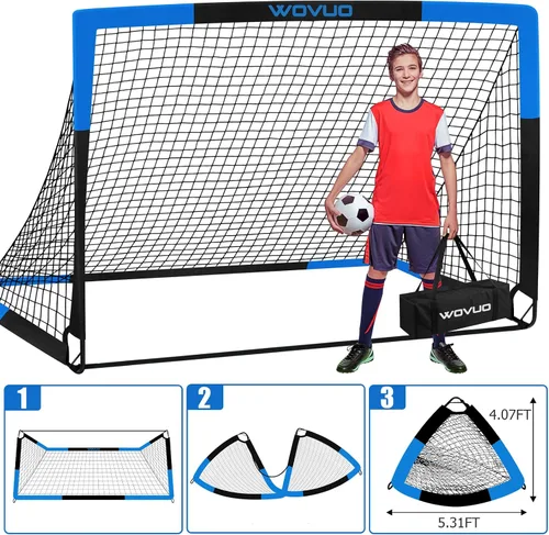 Miniatura 5 de Kids Soccer Goals for Backyard Set of 2, 6x4 ft Portable Toddler Soccer Goal Training Equipment with Soccer Target, Ball, Cones, Soccer Net for Kids