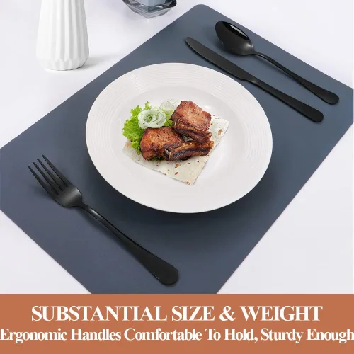Miniatura 6 de Lazycorner - Juego de cubiertos negros de 20 piezas para 4, juego de cubiertos de acero inoxidable pulidos al espejo, tenedor, cuchillo, cuchara