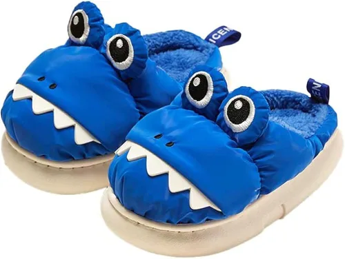 Lindas pantuflas de cocodrilo para niños, cálidas, sin cordones, para invierno, interiores, exteriores, para niños, niñas, zapatos antideslizantes