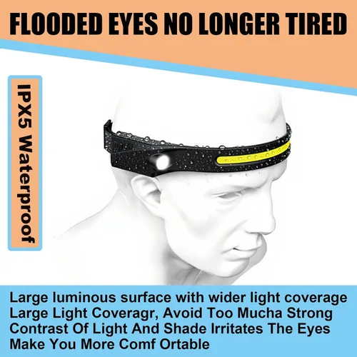 Miniatura 7 de The Ultimate Hands-Free Headlamp Paquete de 2 unidades: haz de 230° y sensor de movimiento, recargable, resistente a la intemperie, 2 fuentes de luz