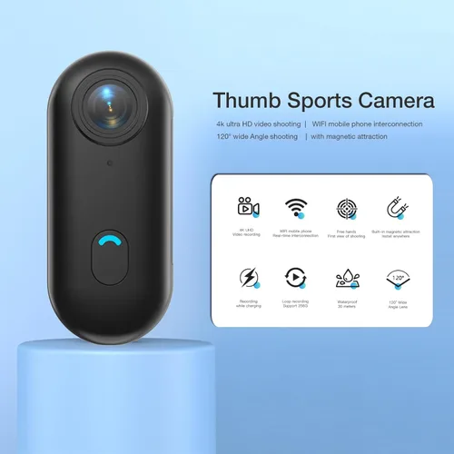 Miniatura 2 de H8 Cámara de Acción Thumb de 64GB 4K, Mini Cámaras Corporales, Cámara de Vlogging de Bolsillo Portátil, Montaje de Múltiples Accesorios en Cualquier